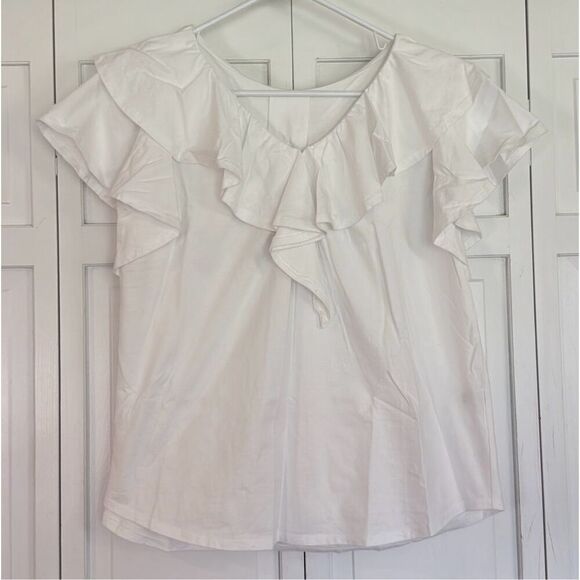 Journal Standard Relume 100% white cotton ruffle neck blouse F (M) - Picture 4 of 10